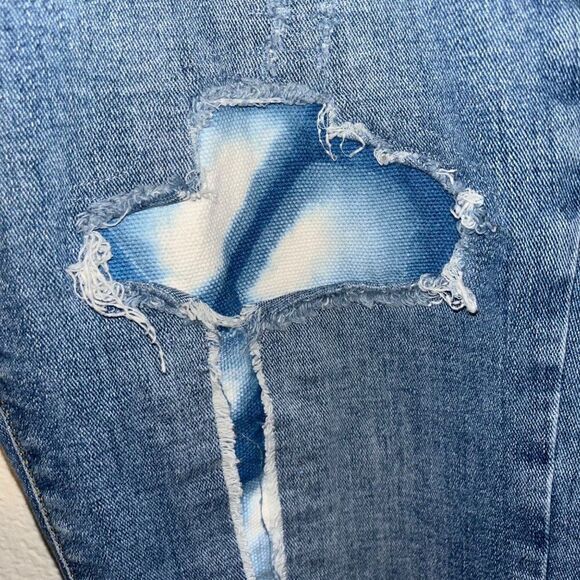 Pilcro and the Letterpress Slim Boyfriend Denim Jeans Distressed w/ Patching 32 - Picture 7 of 12